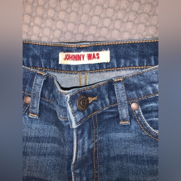 Johnny Was Cropped Skinny Jeans with Faux animal print stripes - Picture 5 of 6